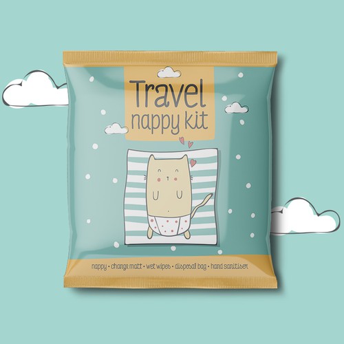 Baby design with the title 'Packaging design for Travel Nappy Kit'