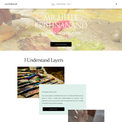 Painter design with the title 'Michelle Krish'