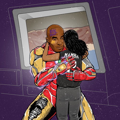 Marvel design with the title 'kobe and gianna bryant'
