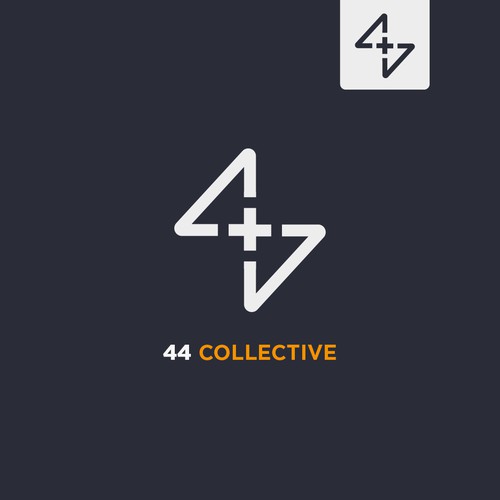 Number logo with the title '44 Collective logo design'
