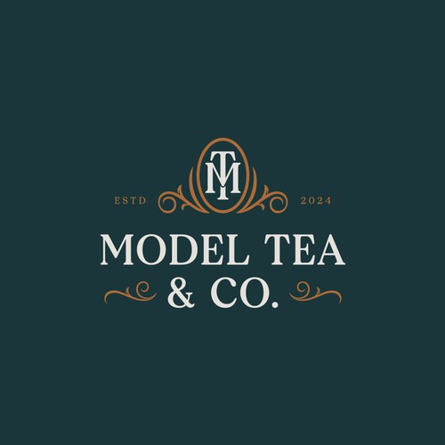 Digital art logo with the title 'Logo concept Model Tea & Co.'