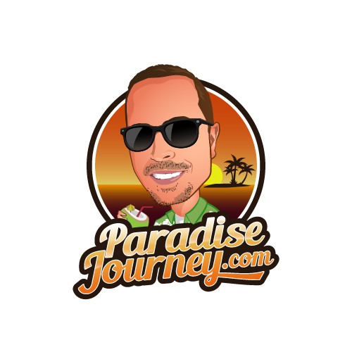 Hawaiian design with the title 'Caricature Logo for a Vloger'