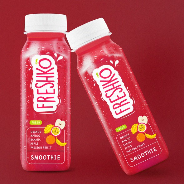 Smoothie packaging with the title 'Smoothie bottle design'