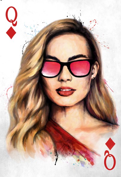 Glasses artwork with the title 'The Diamond Queen - Margot Robbie'