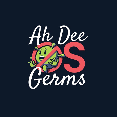 Bacteria logo with the title 'Funny logo concept for a hand sanitizer product'