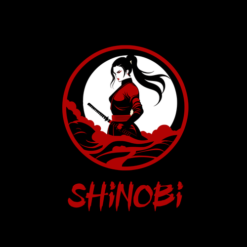 Samurai logo with the title '''Shinobi'' Logo'