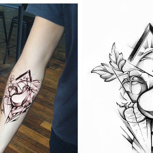 Grayscale design with the title 'Eggplant tattoo'