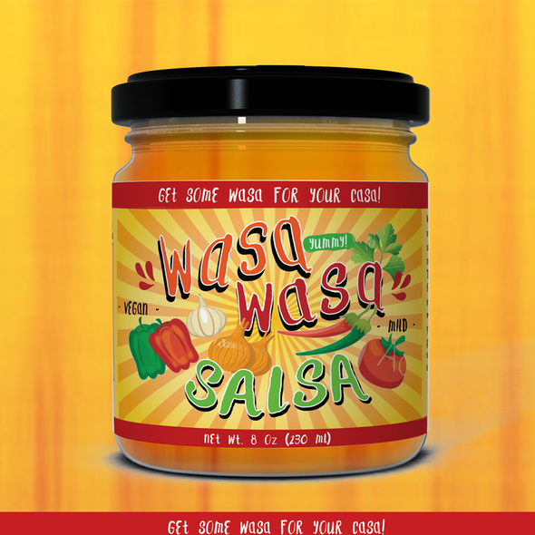 Salsa design with the title 'Eye Popping Salsa Label'