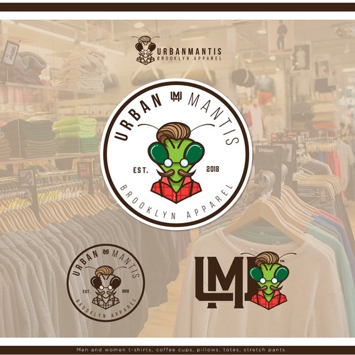 Clothing line logo with the title 'Urban Mantis'