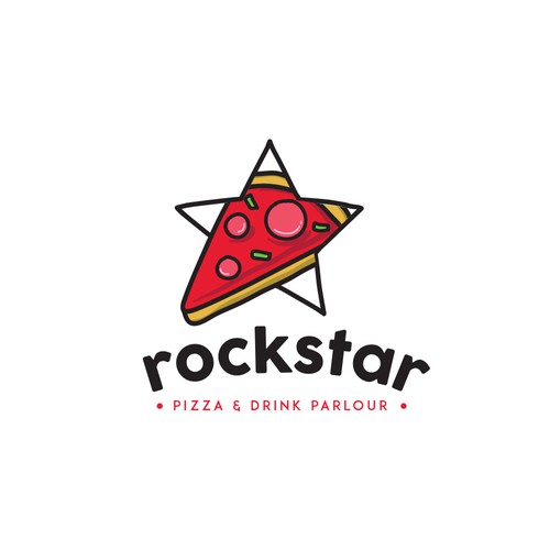Pizza brand with the title 'Rockstar Pizza and Drink Parlour'
