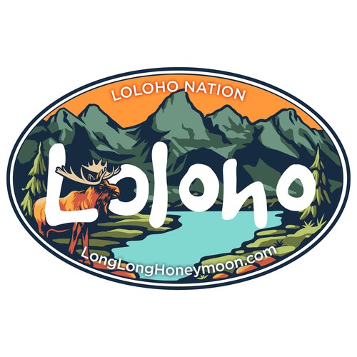 Outdoor illustration with the title 'Loloho sticker design'