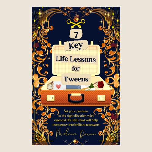 Education book cover with the title 'book cover for 7 Key Life Lessons for Tweens (ages 8-12)'
