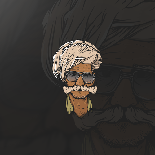 Profile design with the title 'Indian Man Hand-Drawn Illustration'