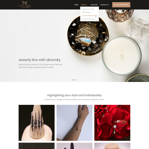 Jewelry website with the title 'Jewelry Landing Page'