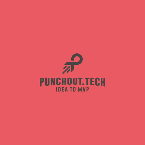 Rocket design with the title 'Powerful logo for startup acceleration program: PunchOut.Tech'
