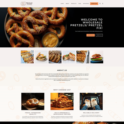 Wholesale design with the title 'Wholesale Pretzels Square Online Website'