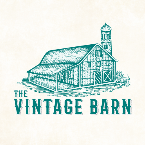 Farmhouse logo with the title 'Need Vintage Logo for Shop that is called The Vintage Barn'