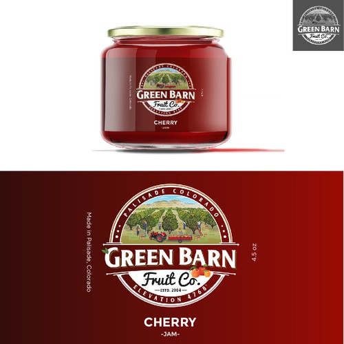 Jar packaging with the title 'Green barn Jar'
