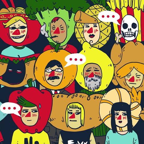 People illustration with the title 'Foodie Nation'