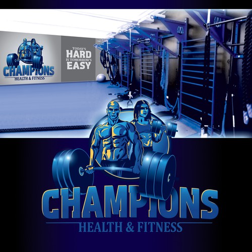 Fitness logo with the title 'Dramatic Logo for Weightlifting Fitness'