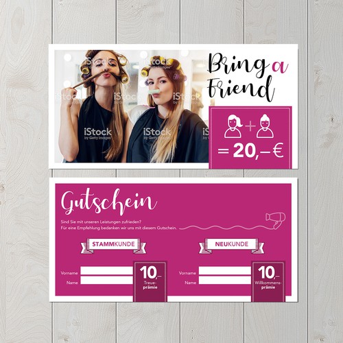 Hair salon design with the title 'Bring-a-Friend-Card for a salon'