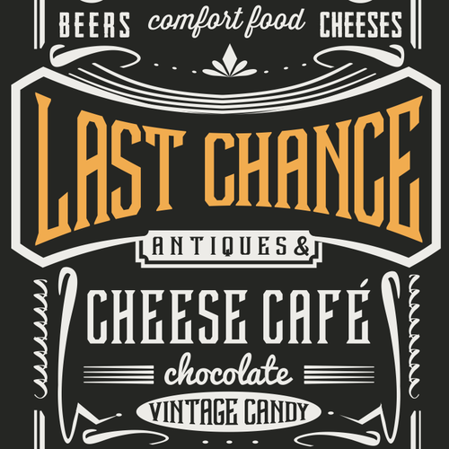 Antique design with the title 'signage for restaurant window'