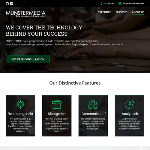 Spa website with the title 'Single-page design concept for Dutch PHP dev shop'