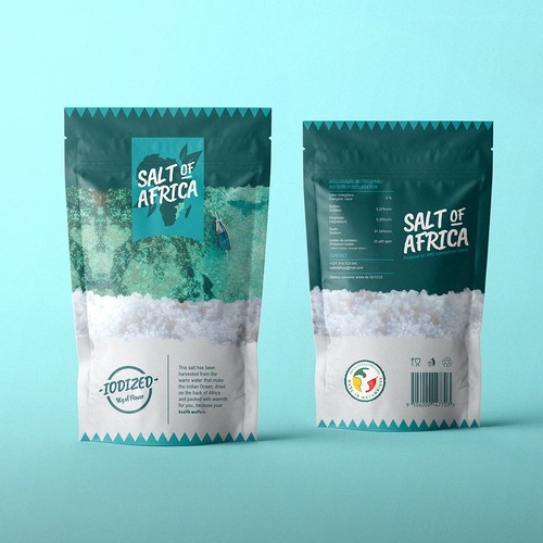Salt packaging with the title 'Packaging Salt of Africa'