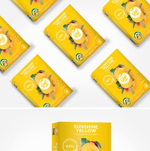 Label packaging with the title 'Box packaging design for ice cream bar'