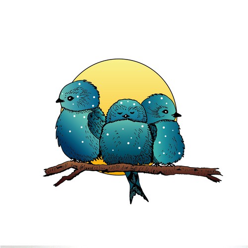 Freehand design with the title 'Three little birds '