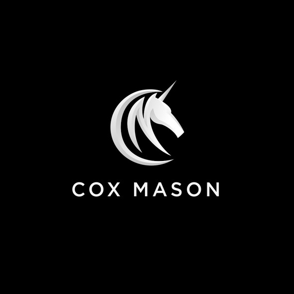Hidden meaning logo with the title 'Unicorn logo for Cox Mason'