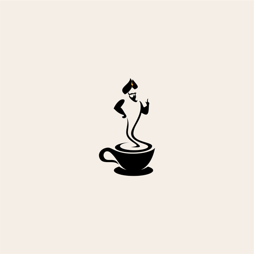 Wish logo with the title 'genie from a coffee logo'