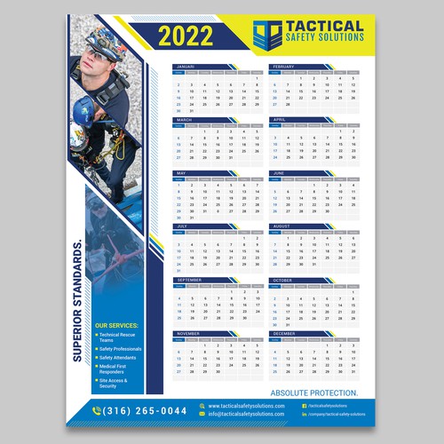 Calendar design with the title '2022 Tactical Calendar'