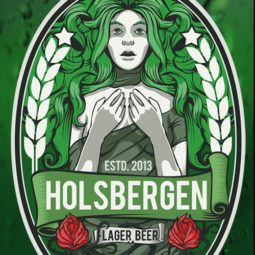 Logo label with the title 'Holsbergen label design'