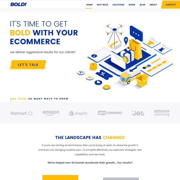 Branding website with the title 'Bold web design for eCommerce Brand'