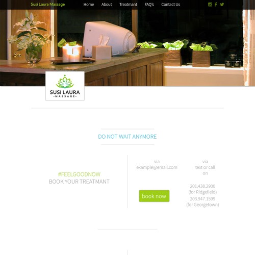Spa website with the title 'SUSI LAURA - Web design proposition'