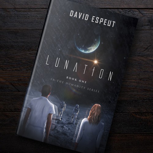 Space book cover with the title 'Lunation Artwork (Sci-Fi Novel)'