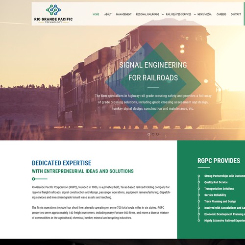 Railway design with the title 'Homepage design concept for RioTech'