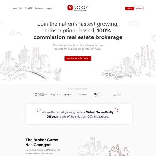 Desktop design with the title 'Website for Virtual Online Realty Office'