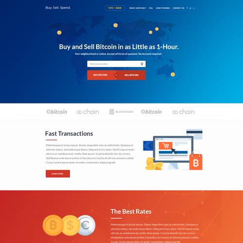 Bitcoin website with the title 'Bitcoin Exchange'