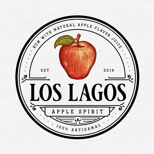 Juice design with the title 'Los Lagos Apple Spirit'