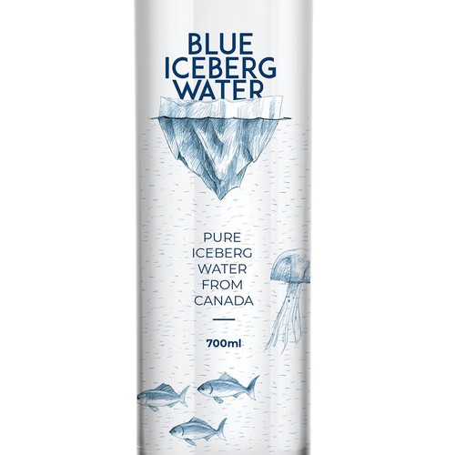 Water label with the title 'water bottle packaging'