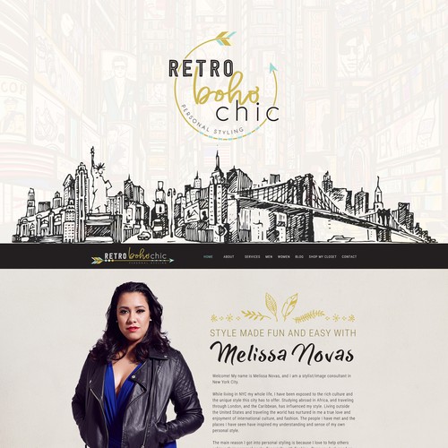 Stylist design with the title 'RetroBohoChic Website Design'