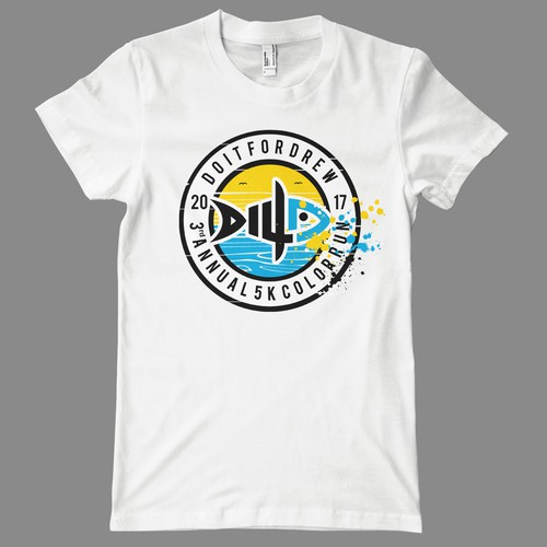 Colorful t-shirt with the title 'Do It For Drew 5K Color Run'