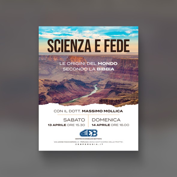 Science design with the title 'Science and Faith flyer'