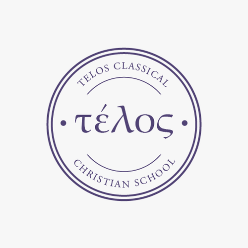 Abstract circle logo with the title 'Telos Classical Christian School'