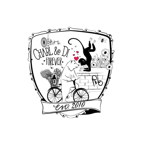 Monkey artwork with the title 'Modern crest for  wedding'