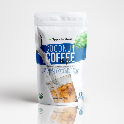 Coconut packaging with the title 'Concept Packaging for Coffee Milk'