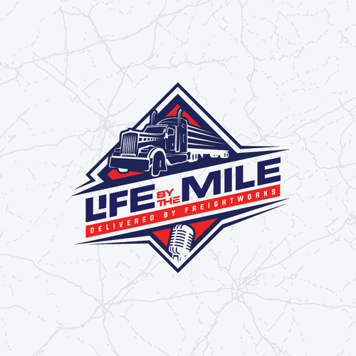 Podcast brand with the title 'new trucking podcast and blog logo'