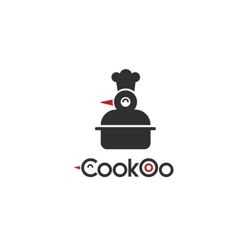 Quirky logo with the title 'CookOo bird/pan design'